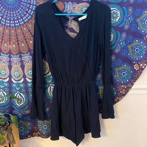 hollister black long sleeve romper (size medium)